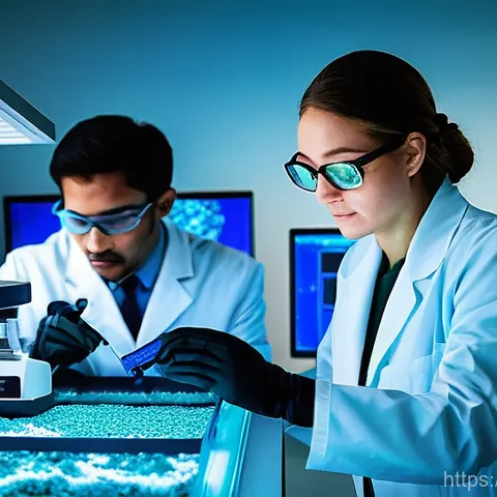 유전자 조작을 통한 해양생물 보전 - **Image Prompt 1: Marine Genetic Research for Biodiversity Preservation**
    A bright, ultra-modern...