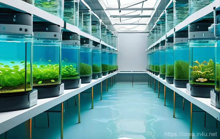 유전자 조작을 통한 해양생물 보전 - **Image Prompt 2: Genetic Engineering for Ocean Pollution Cleanup**
    A breathtaking scene showcas...